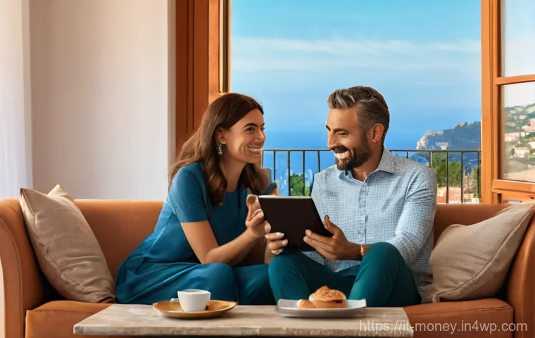 금융습관 자동화를 위한 교육 리소스 - **Prompt 1: Visualizing Financial Goals for an Italian Couple** A brightly lit, modern Italian a...